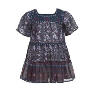 SEA New York Nadine Girl's Dress - Kids - Children -Blue Floral Print- Size 8Y